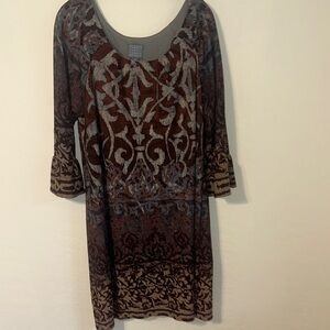 Rabbit Rabbit Rabbit Brown & Gray Printed Long-Sleeve Shift Dress